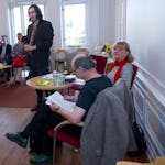 LO-Tidningens kulturredaktör John Swedenmark modererade samtalet med Aino Trosell och Bengt Eriksson.