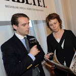 Pär Roosvall, marknadsansvarig Arbetet, och Kinna Flemming, Vision.