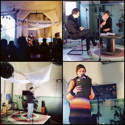 I de gamla lokstallarna som umeborna övertagit har det hållits fester, seminarier och utställningar. Här är det tidskriften Provins som ordnar litteraturafton, för att ett nytt nummer kommit ut. Foto: Umeå kulturhus