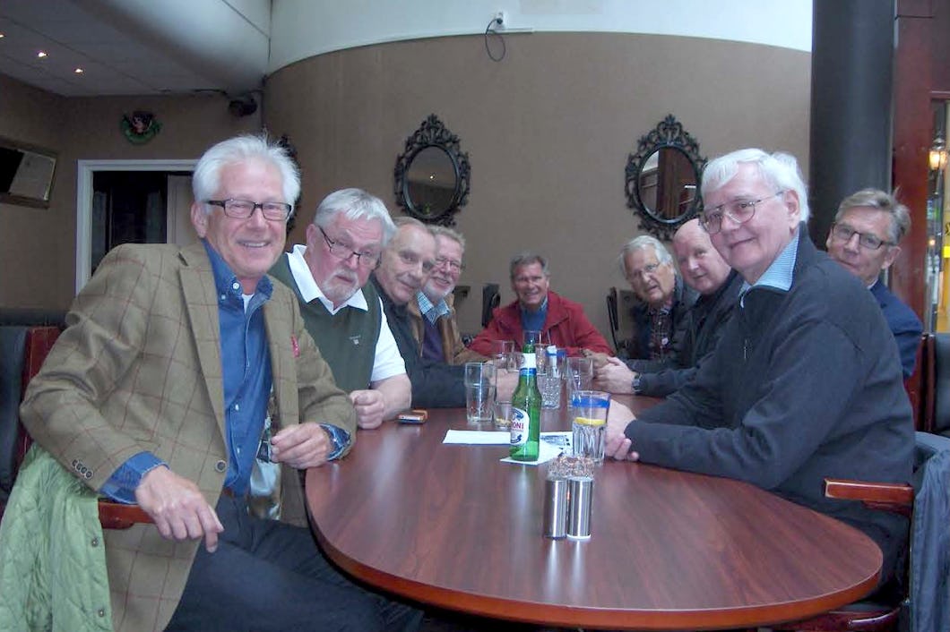 2015. Ragnar Fehrm, Olle Kimrin, Henry Nilsson, Jan-Erik Hardenheim, Leif Olsson, Ingmar Andersson, Bengt Persson, Rolf Norén, Lars-Erik Larsson. FOTO: PRIVAT