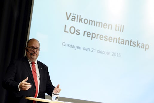 STOCKHOLM 20151021 LO:s ordfˆrande Karl-Petter Thorwaldsson ˆppnar LO:s representantskap. Foto: Pontus Lundahl / TT / kod 10050