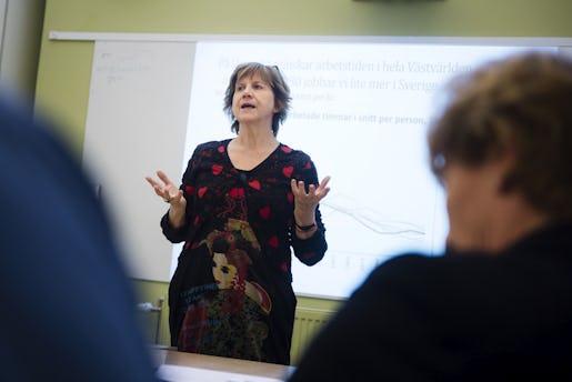 STOCKHOLM 20151202 Norske f.d. LO-chefen Gerd-Liv Valla deltar i ett seminarium om 7 timmars arbetsdag, arrangerat av tankesmedjan Katalys och Daniel Suhonen. Foto: Vilhelm Stokstad / TT / Kod 11370