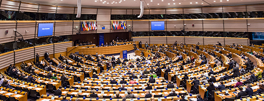 Members of European Parliament discuss anti-terrorism measures during a plenary session at the European Parliament in Brussels on Wednesday, Jan. 28, 2015. (AP Photo/Geert Vanden Wijngaert)