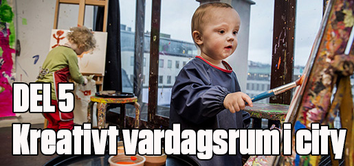 STOCKHOLM 20160210 Kulturhuset i Stockholm. Oskar testar p att mÂla tillsammans med pappa och systern Alexandra i bakgrunden. Foto: Marcus Ericsson / TT / Kod 11470