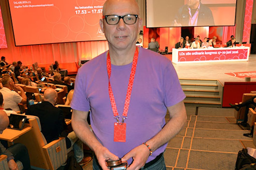Jari Visshed, Fastighets tredje förbundsordförande, på LO-kongressen.