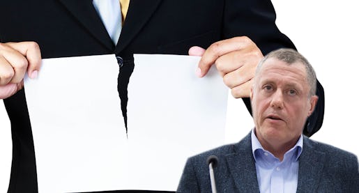 Businessman tear paper concept for breaking contract