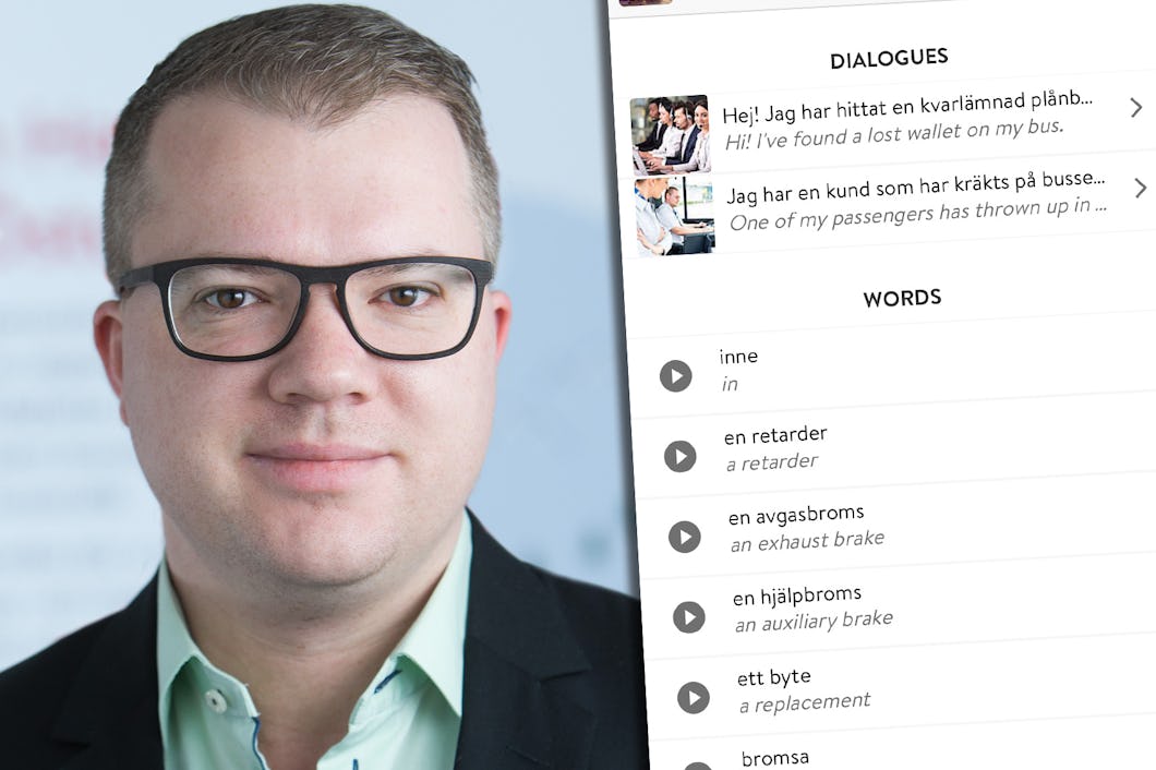 Richard Aruhn och appen från Lingio.