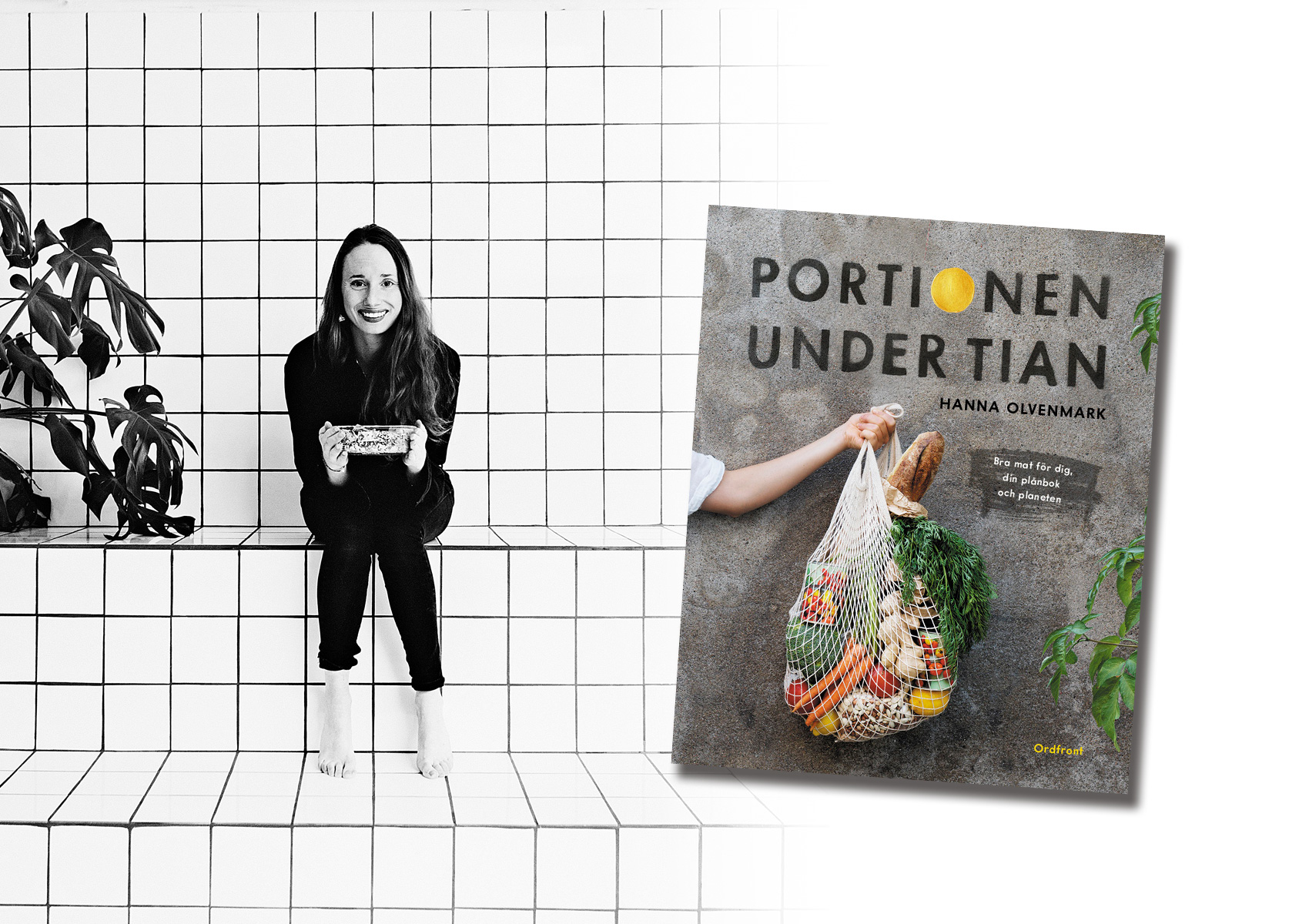 Hanna Olvenmark med boken ”Portioner under tian”.