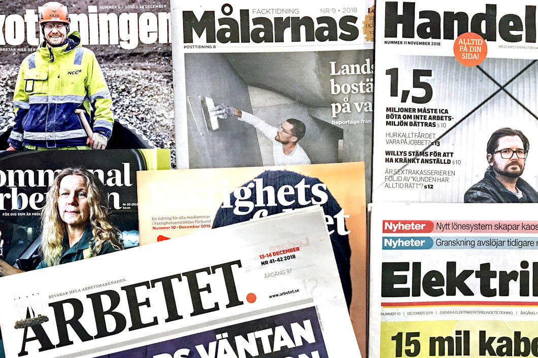 En samling tidningar från LO Mediehus
