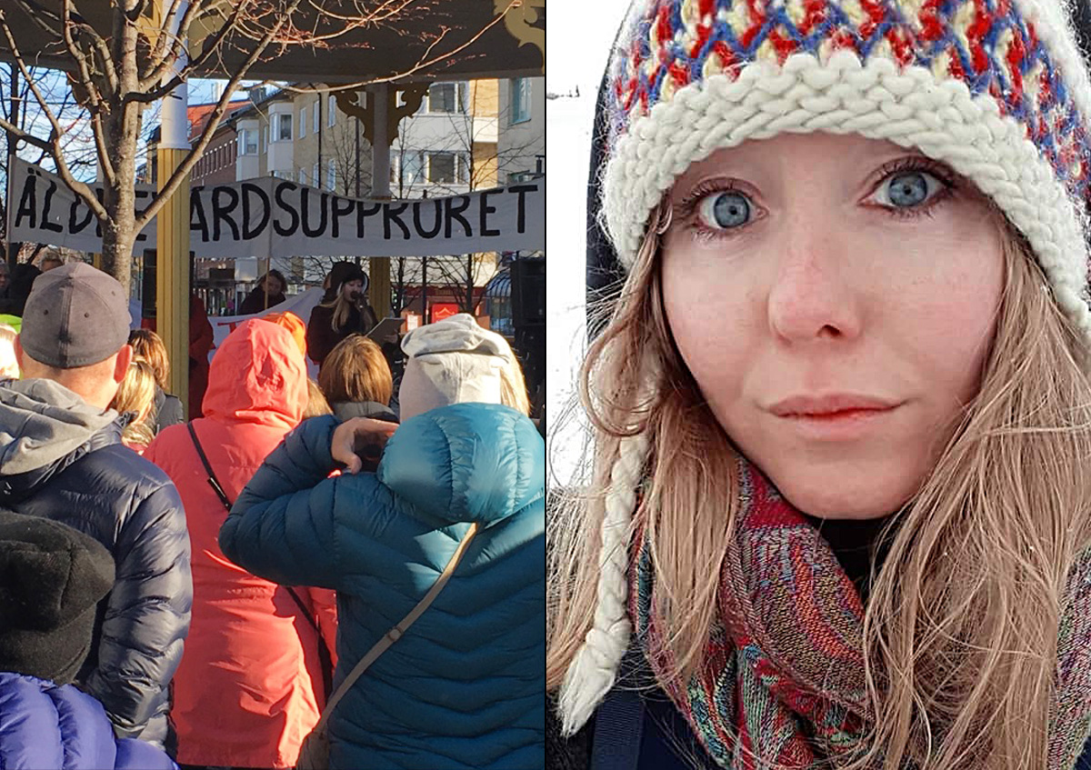 Sofia Larsson, engagerad i Äldrevårdsupproret.