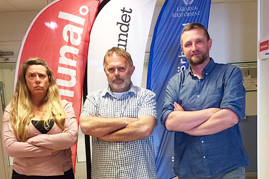 Ulrika Winblad, Kommunal, Peter Hvass, Lärarförbundet och Fredrik Dahlberg, Lärarnas riksförbund i Kungälv.