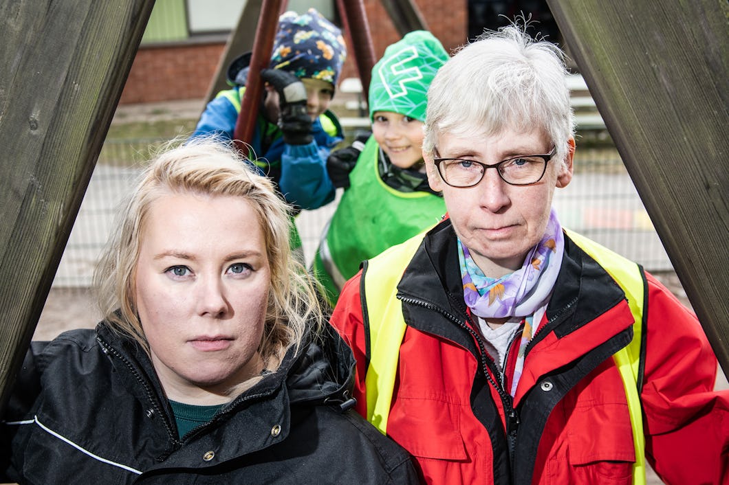 Emelie Björkman och Lena Tikkanen med Arvid Ihlar och Charlie Törnqvist.