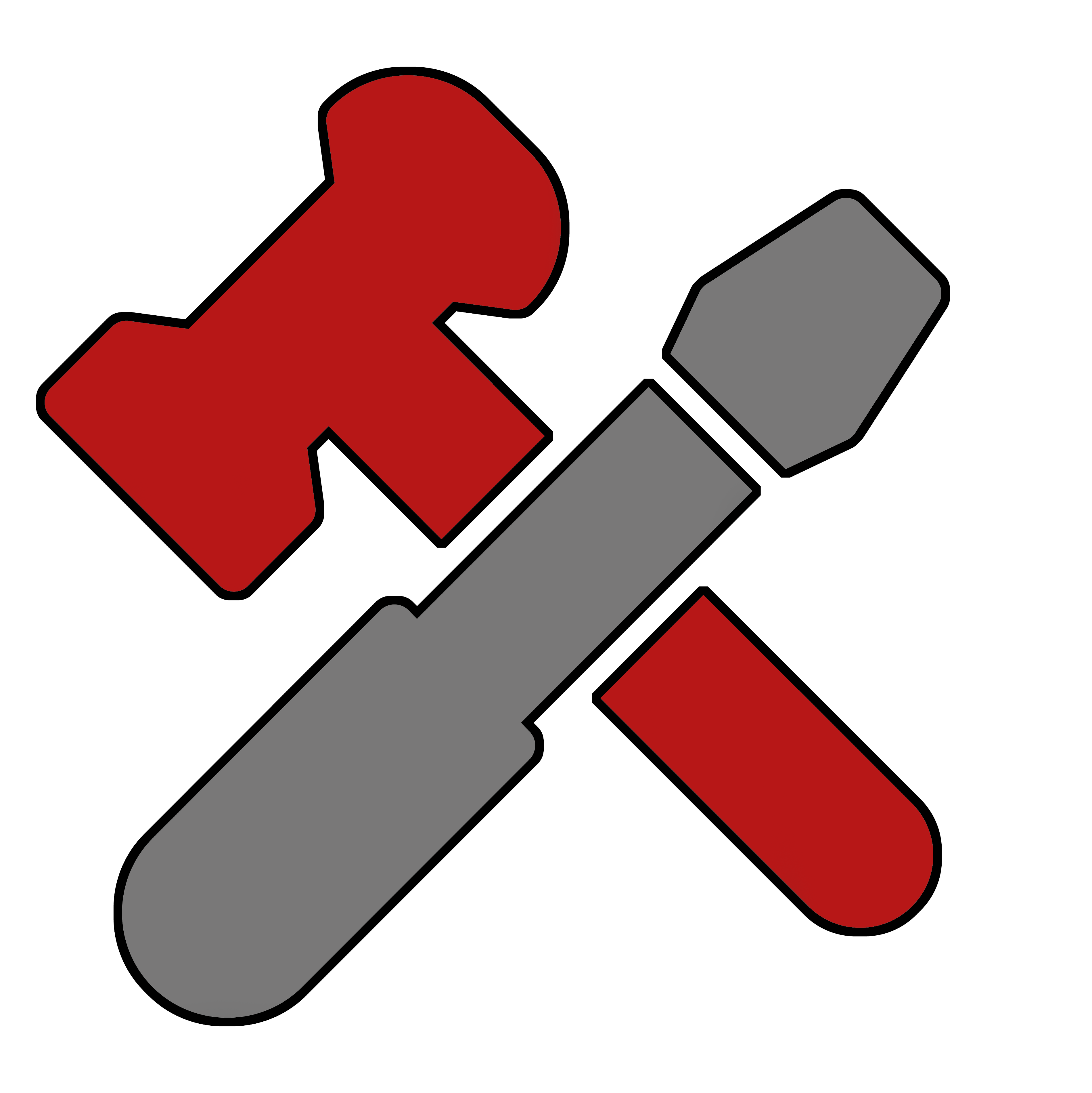 Tecknad hammare och skiftnyckel som ligger i kors