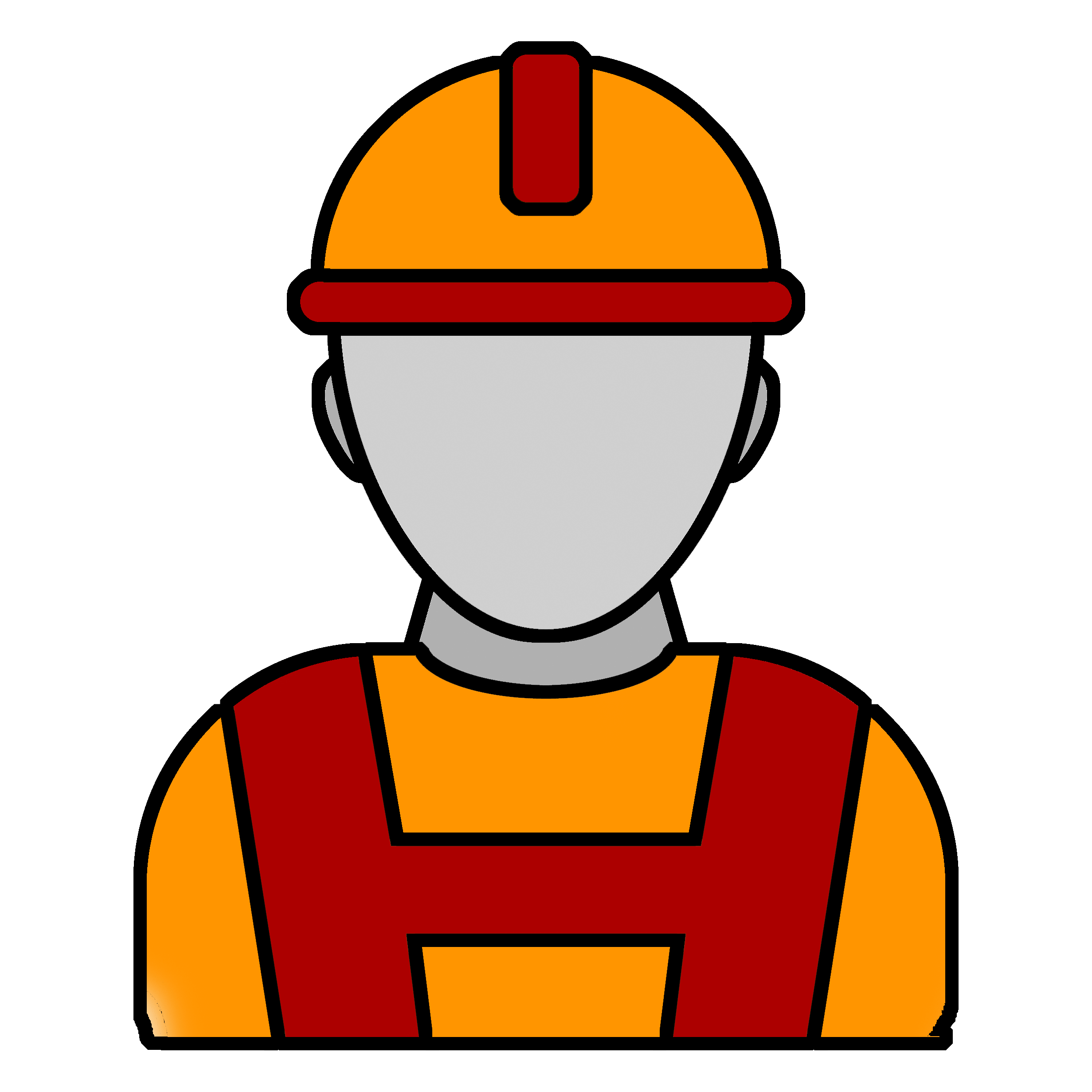 En stiliserat tecknad person med bygghjälm.