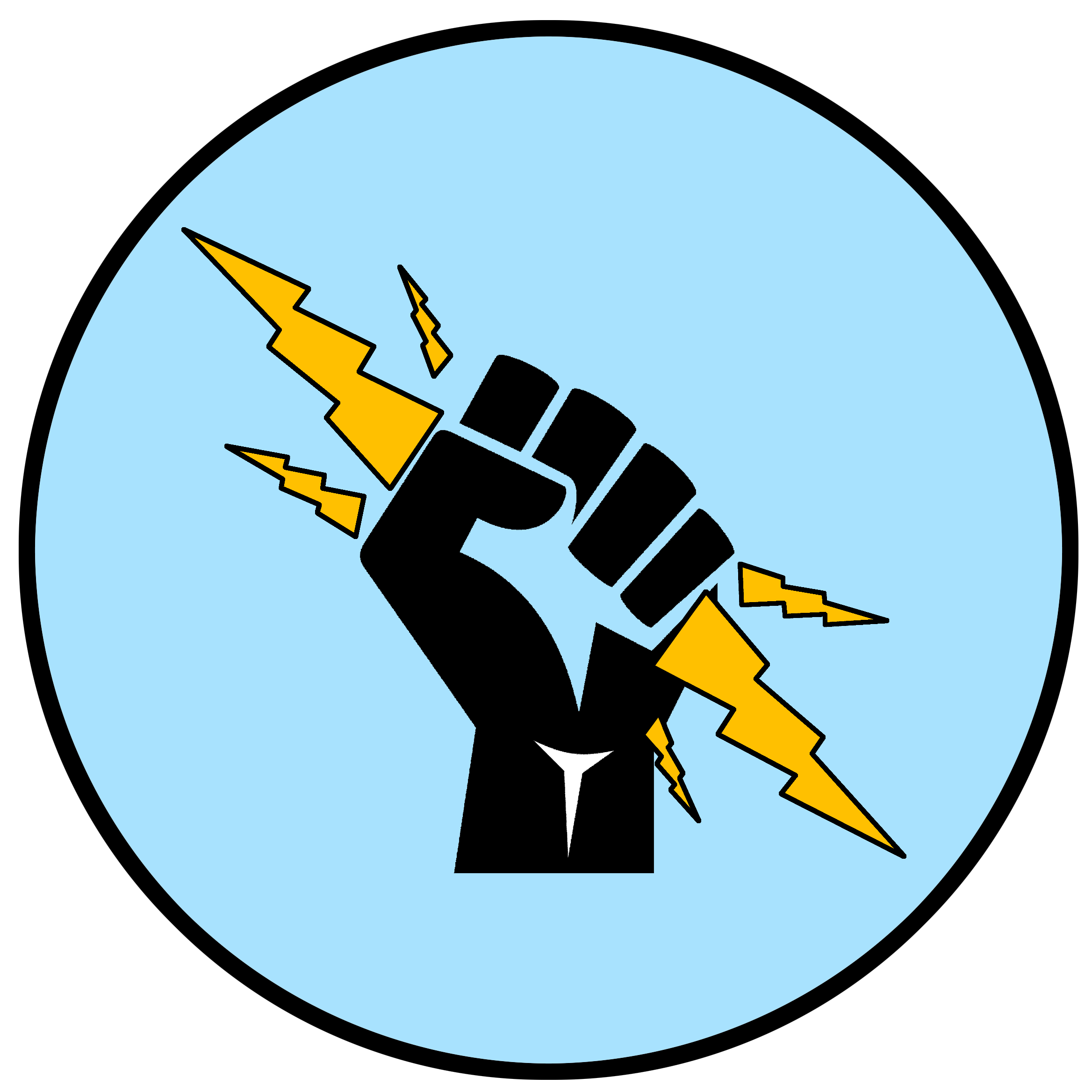 En ikon av en näve som håller i en blixt