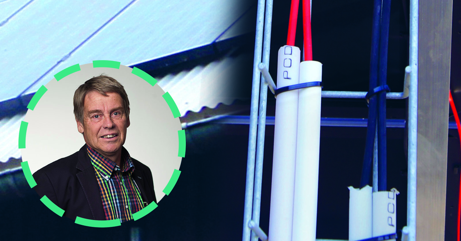 Ett foto på Örjan Borgström monterat övet ett montage med två bilder på olika system