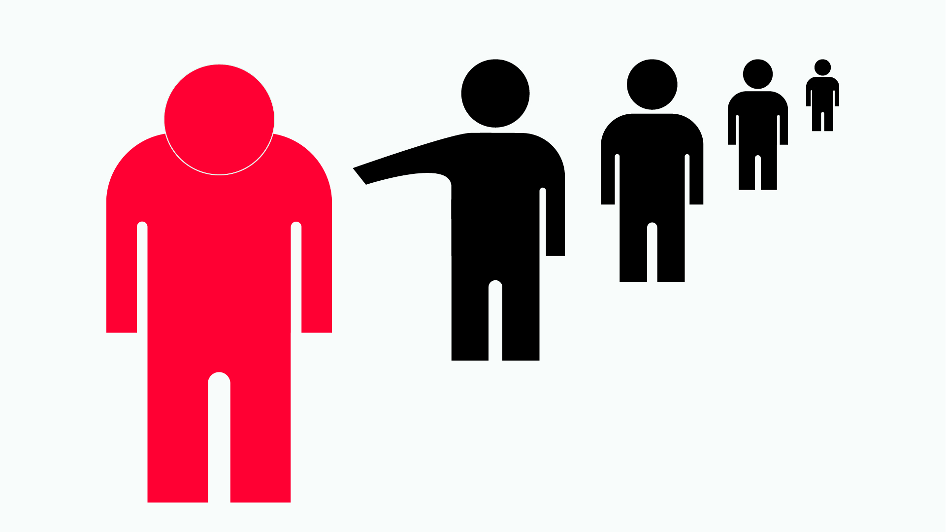 Fem siluettfigurer varav en blir mobbad.