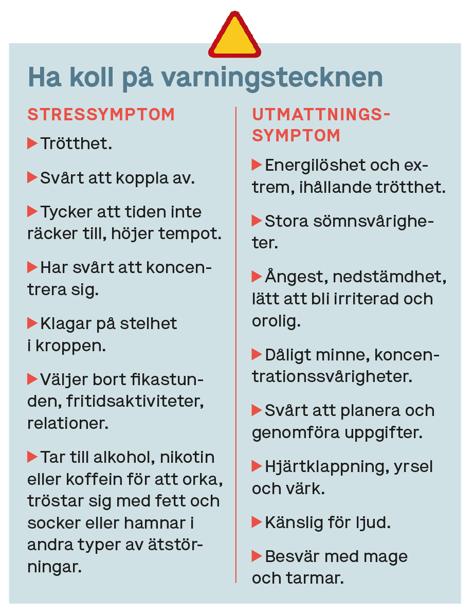 Lista med tecken på stress och utmattning