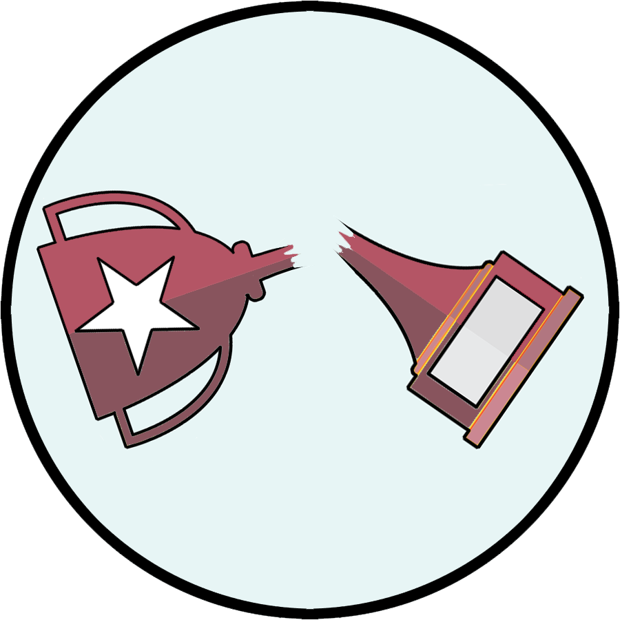 En tecknad pokal som brutits av på mitten