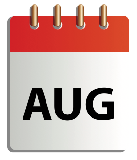 Ett tecknat kalenderblad för augusti