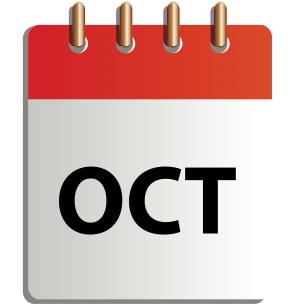 Ett tecknat kalenderblad för oktober