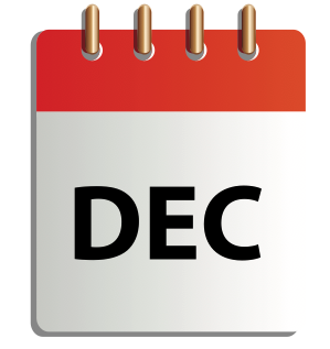 Ett tecknat kalenderblad för december