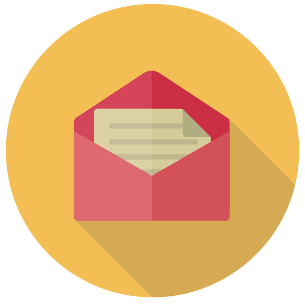 Ett tecknat kuvert med ett brev i