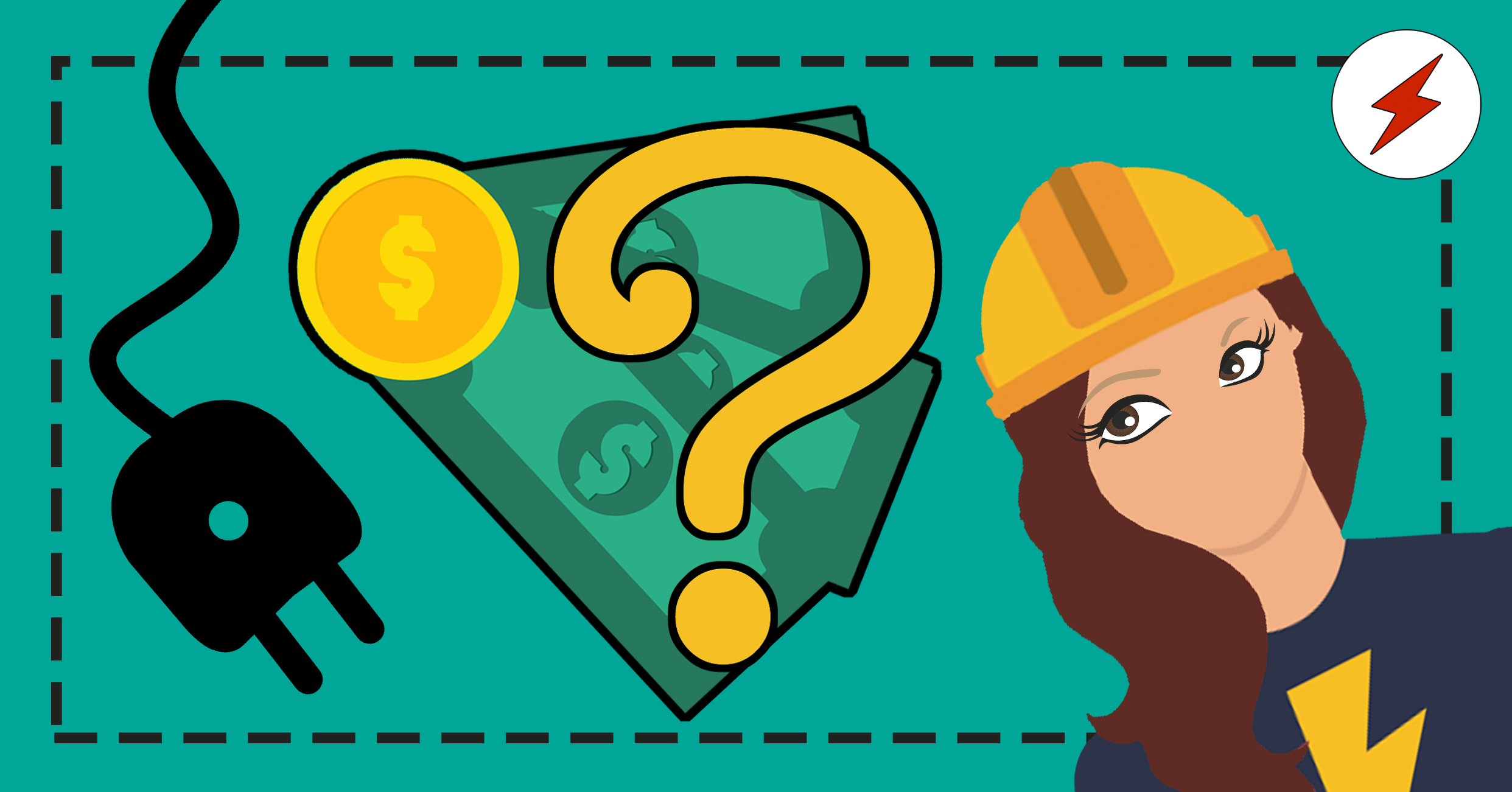 En tecknad elektriker som undrar om hon har rätt lön.