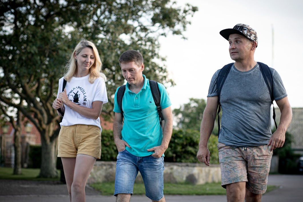 Yuliiia, Volodymyr och Jevhen.