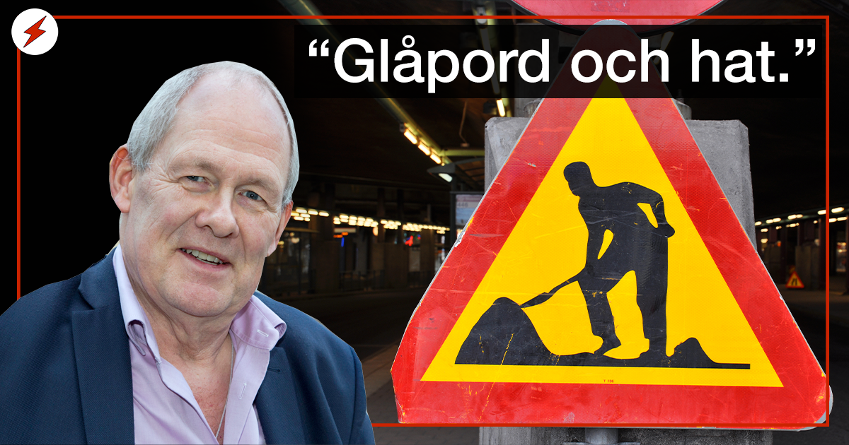 En bild på Ronny Wenngren invid en bild på en varningstriangel för vägarbete, och citatet: "Glåpord och hat".