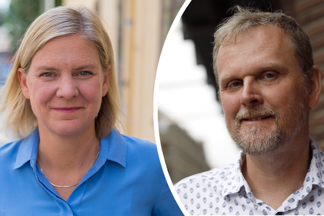 En bild på Magdalena Andersson monterad invid en bild på Urban Pettersson.