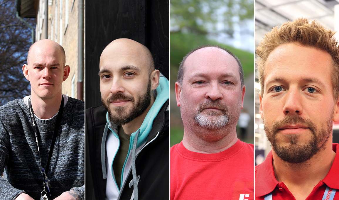 Bildkollage med foton på Claes Thim, Sebastian Brandt, Johnny Ekdahl och Johan Jensen.
