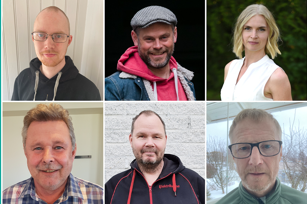 Bildkollage med David Aura, Hans Andersson, Nina Alexandersson, Olle Strömberg, Patrik Ericsson och Peter Svensson.