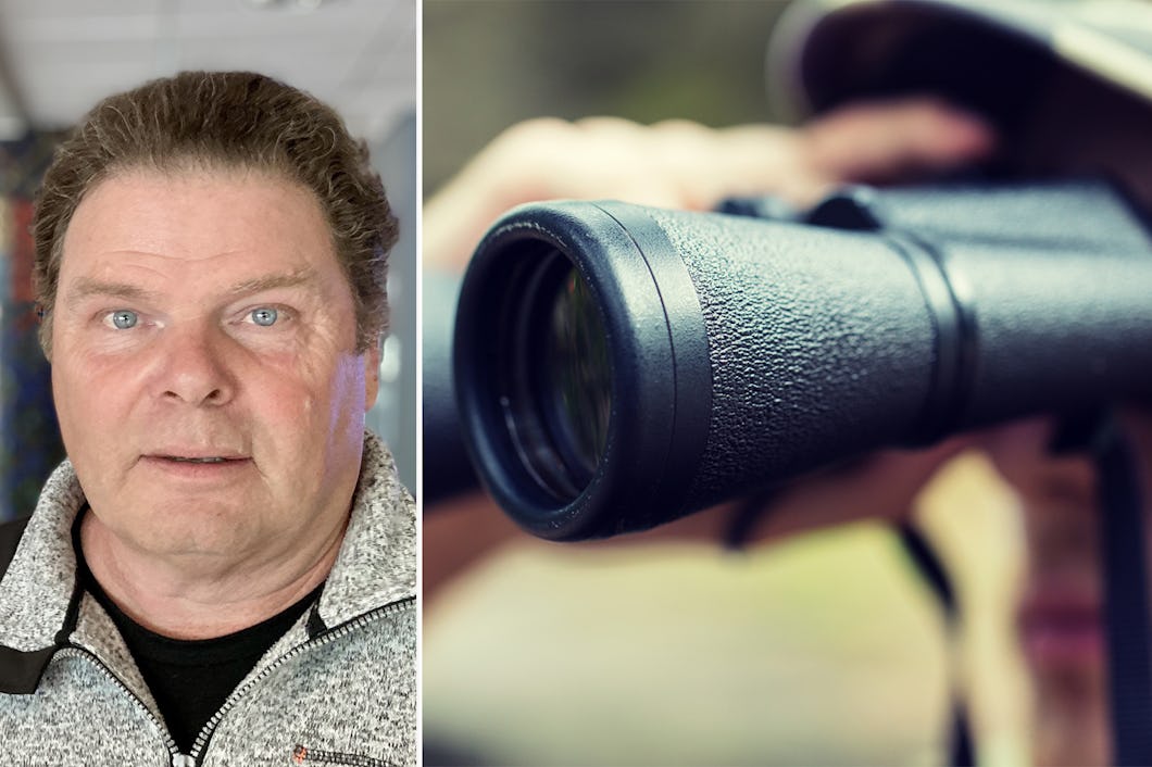 Fackombudsmannen Larry Stewart och man med kikare.