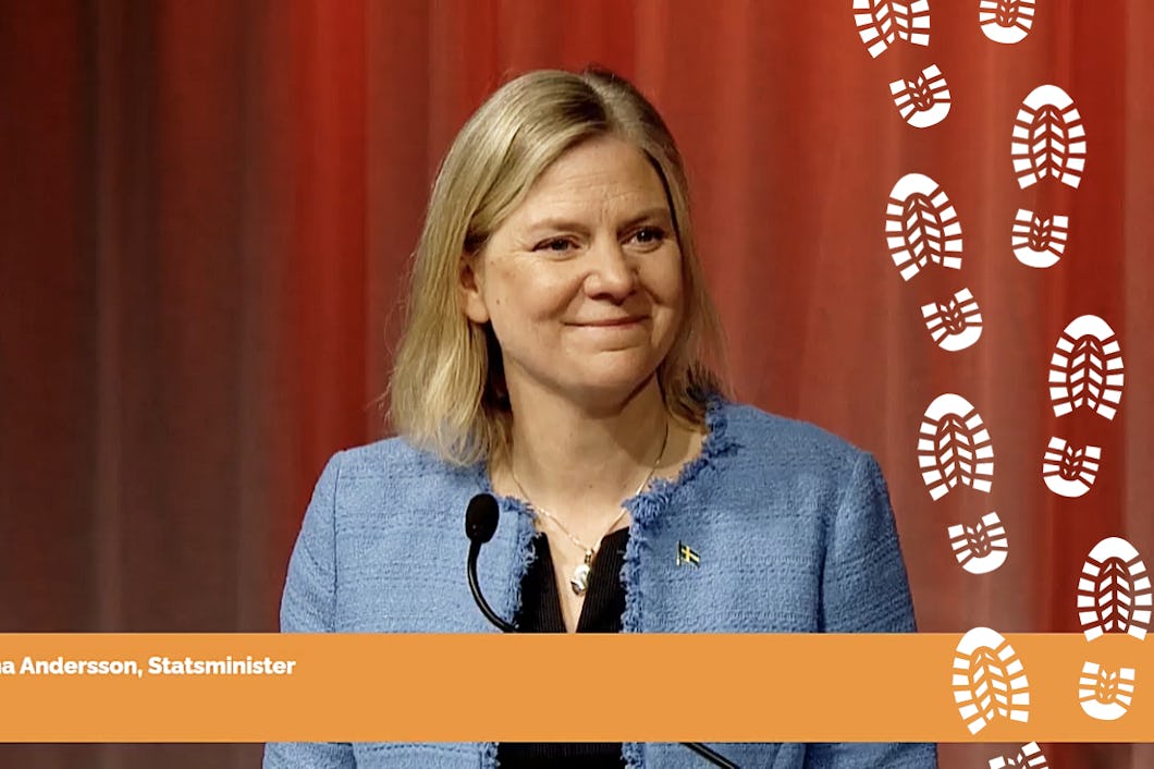 Magdalena Andersson vid Kommunals kongress.