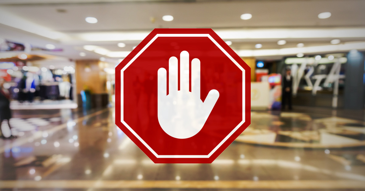 Köpcentrum stoppskylt