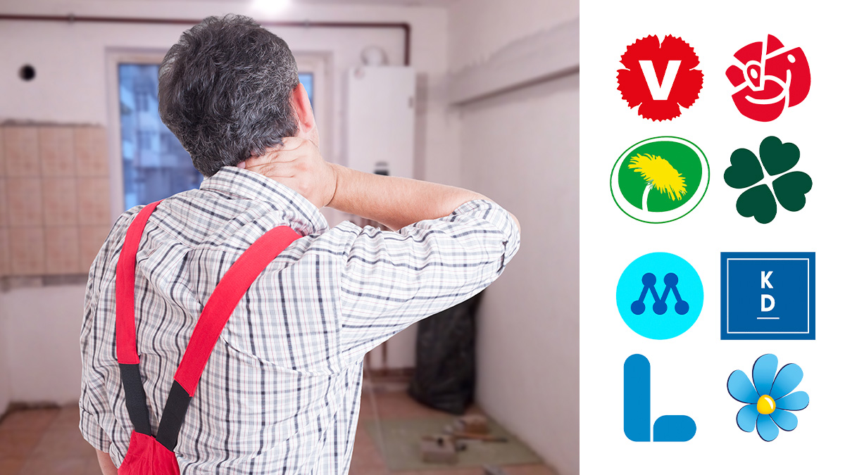 Vi ser en person bakifrån som håller sig för nacken.