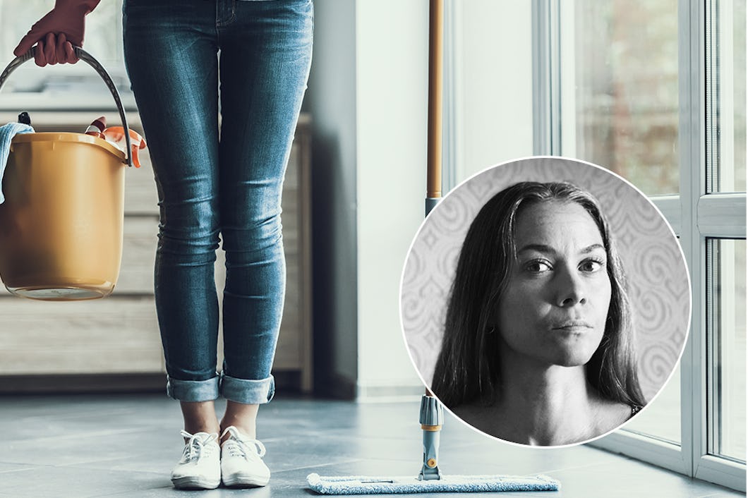 ensam städare och porträttbild på nina mattsson