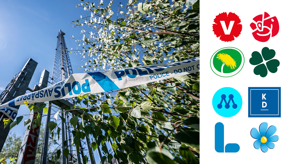 Elmast och polisavspärrning.