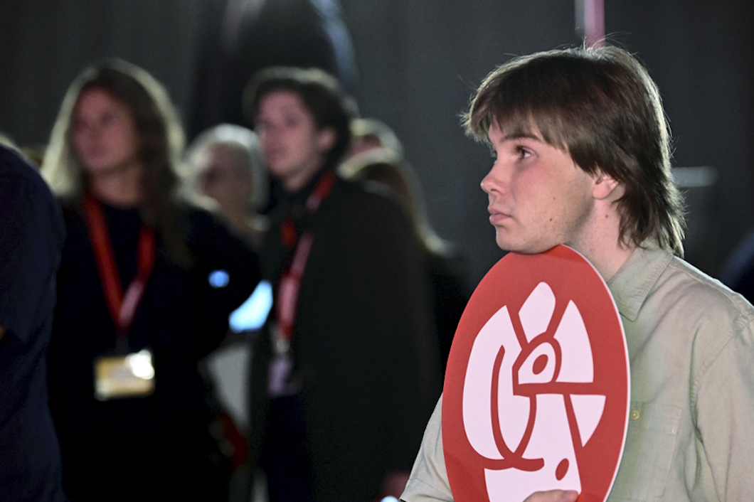 Orolig stämning på Socialdemokraternas valvaka.
