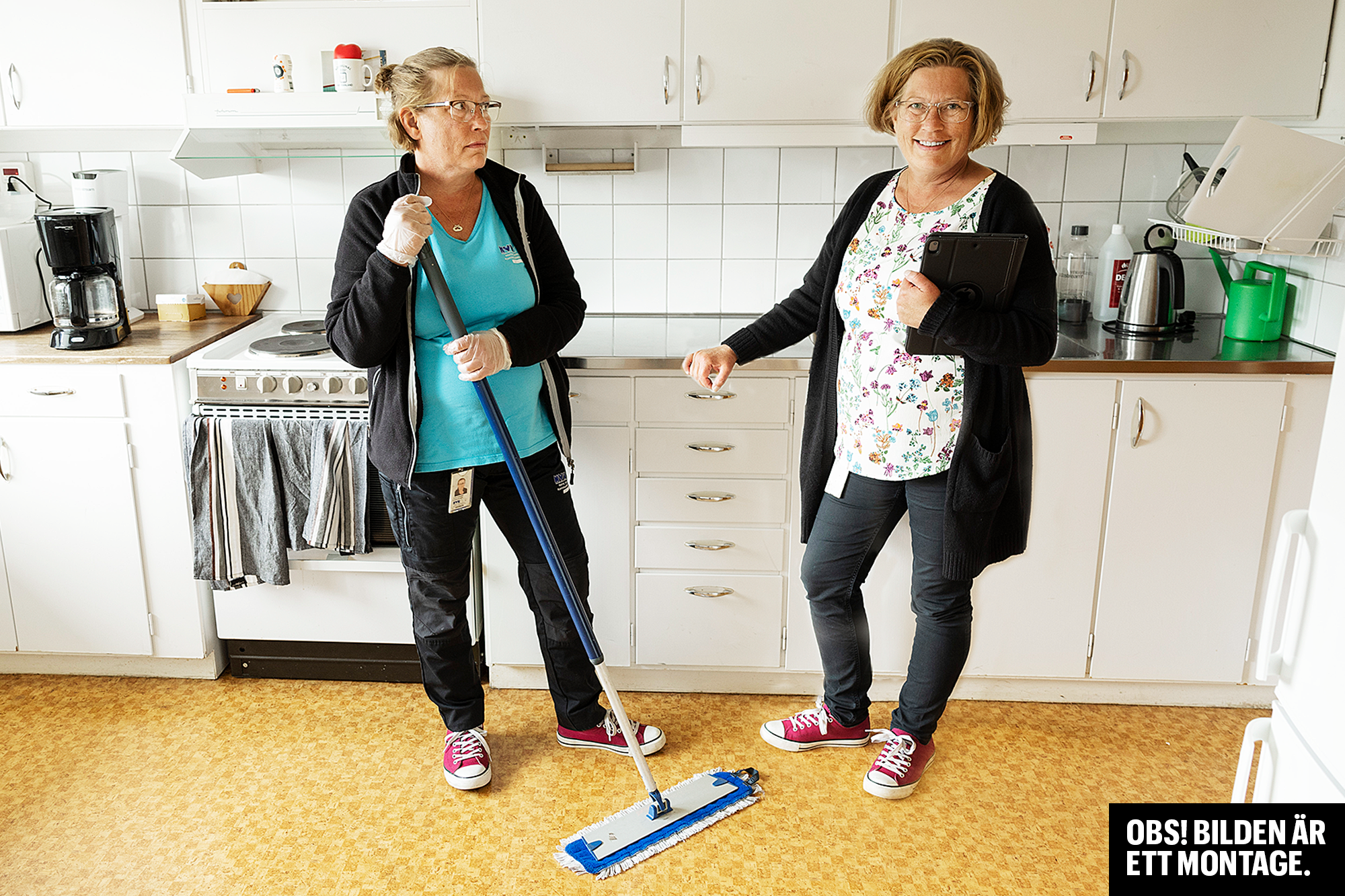 Lena Eldstål som städare – och politiker.