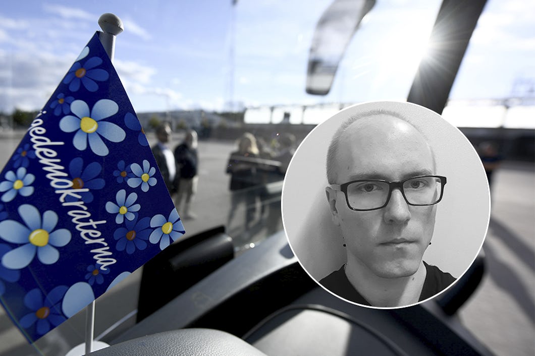 SD-buss på valturné och porträtt på Erik Larsson