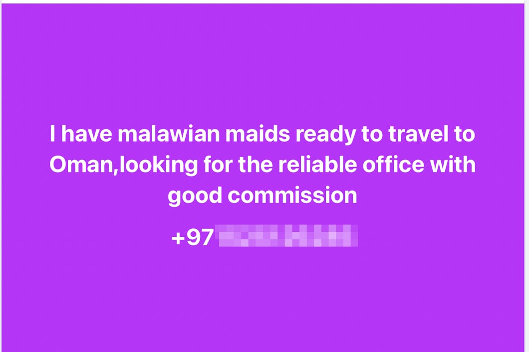 En människohandlare annonserar på Facebook.