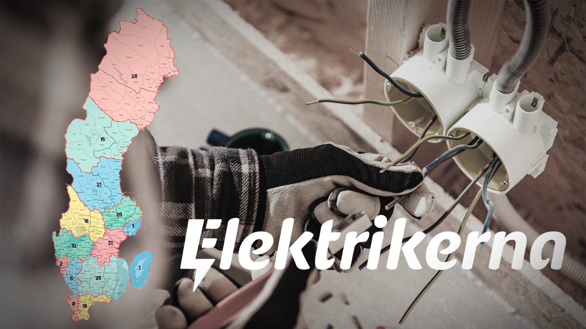 Sverigekarta och Elektrikernas logga.