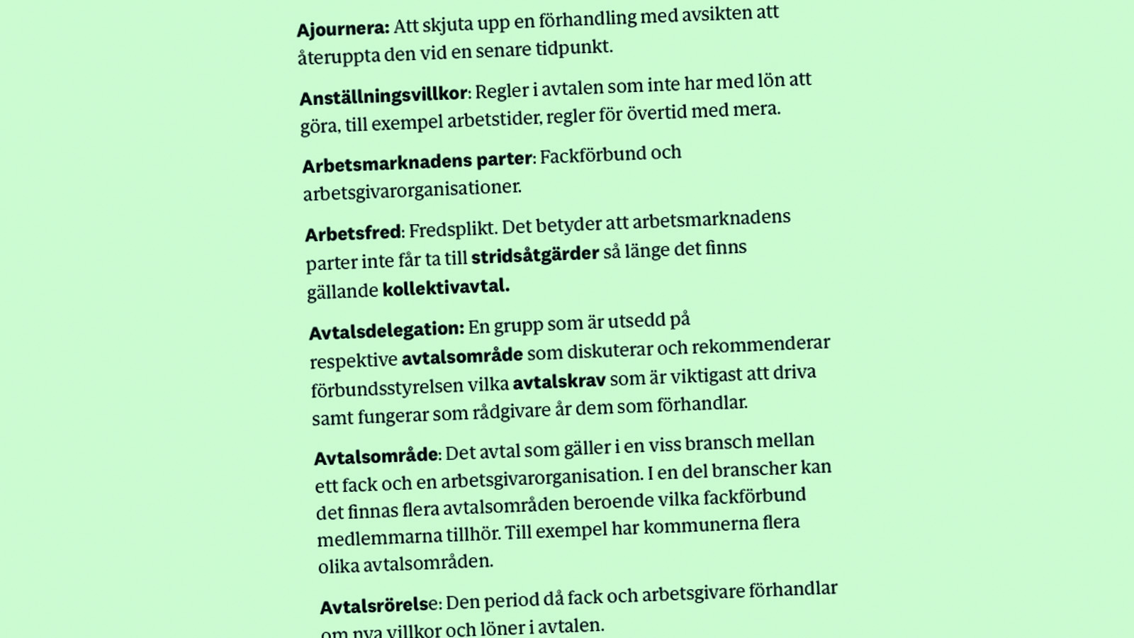 Facklig ordlista.
