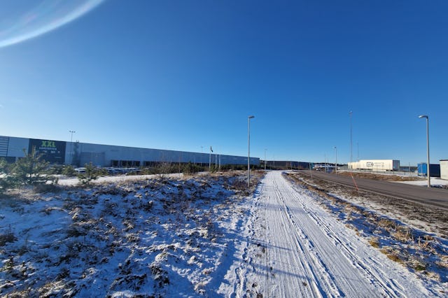 Bild på lagerområdet i Pilängen. Snölandskap.