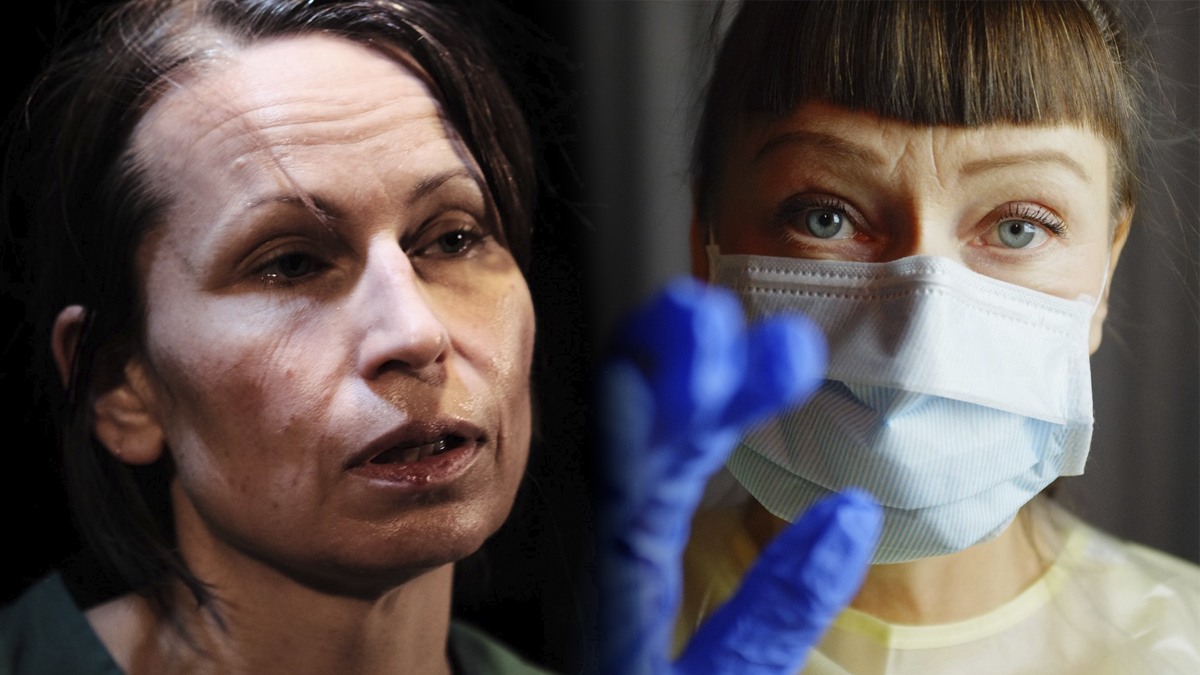 Karin Blix som sjuksköterskan Malin och Anette Sevreus som undersköterskan Katarina. I pjäsen medverkar även Emeli Jansson som undersköterskan Jojjo.