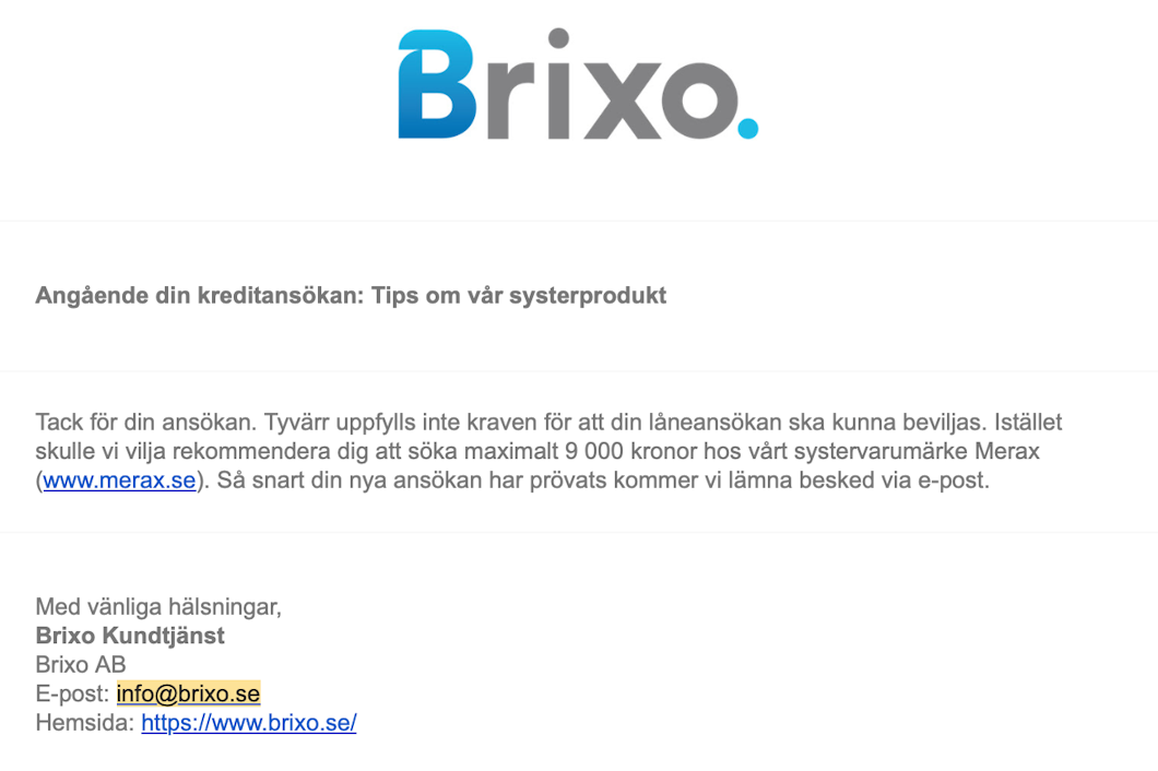 Reklam från Brixo