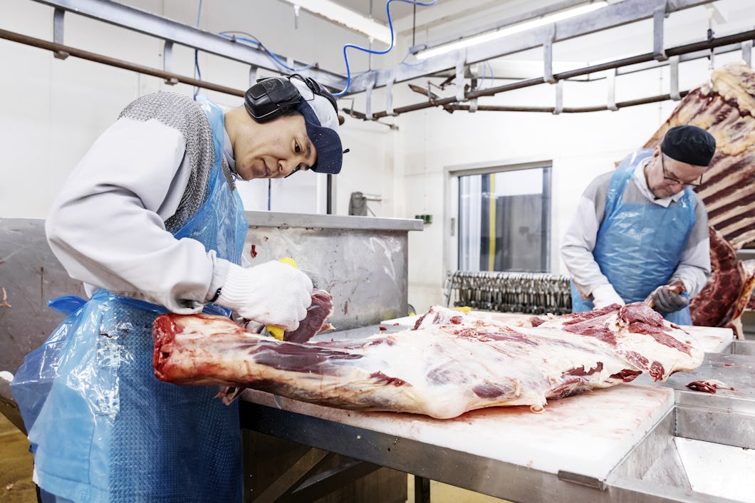 Ali Bahrami har varit anställd på Norrbottensgårdens slakteri sedan augusti förra året. Innan dess gick han en vuxenutbildning med inriktning mot slakt och styckning. Utbildningen genomfördes till största delen på just Norrbottensgården.