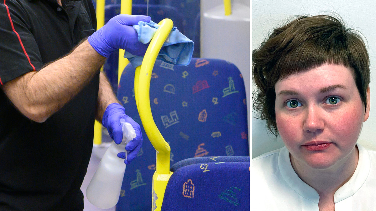 Städning av tunnelbanevagn.